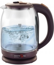 Чайник  MAXTRONIC MAX-401 стекл, коричн, золотист (1,8 кВт, 1,8 л) (12/уп)ирске. Отгрузка в Саха-якутия, Якутск, Кызыл, Улан-Уде, Иркутск, Владивосток, Комсомольск-на-Амуре.