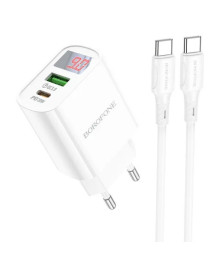Блок пит USB сетевой  BOROFONE BA78A + кабель Type-C - Type-C 1м Белый (QC3.0+PD20W, 3000mA)