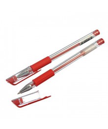 Ручка гелевая красная, с резиновым держателем, 14,9 см, наконечник 0,5мм 50шт/уп