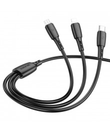 Кабель USB - 3в1 Borofone BX71 Чёрный (Lightning/microBM/Type-C)  1м, 2A