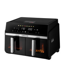Аэрогриль BRAYER 2050BR, 2200 Вт,10 л, 2 чаши, t. 200С, съемная решетка, LED-дисплей, 8 программ