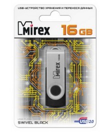 USB2.0 FlashDrives16Gb Mirex SWIVEL BLACKовокузнецк, Горно-Алтайск. Большой каталог флэш карт оптом по низкой цене со склада в Новосибирске.