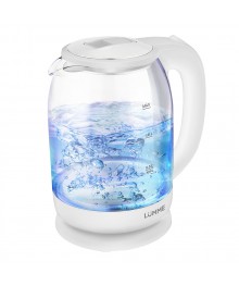 Чайник LUMME LU-163 белый жемчуг стеклян корпус (1800 Вт, 2л) 6/уп