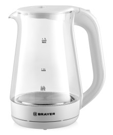 Чайник BRAYER 6112BR-WH .2200 Вт, 1,7 л, стеклян.корп, автоотключ