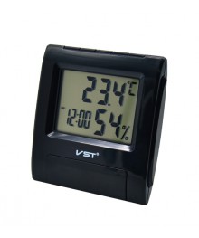 Часы будильник VST-7090S ЧЁРНЫЕ (температура, влажность)стоку. Большой каталог будильников оптом со склада в Новосибирске. Будильники оптом по низкой цене.