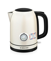 Чайник BRAYER 1005BR-YE. 2200Вт, объём 1,7 л STRIX, сталь окраш, термометр,роз.