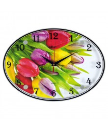 Часы настенные СН 2434 - 834 Букет разноцветных тюльпанов овальн (24х34) (8)астенные часы оптом с доставкой по Дальнему Востоку. Настенные часы оптом со склада в Новосибирске.