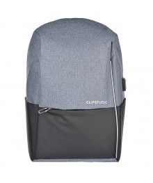 Рюкзак подростковый 45x32x15см, 1 отделение, ПЭ, иск.кожа, спинка с эрг.элем., USB, черный с серым