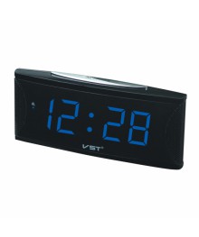 часы настольные VST-719T-5 синие цифры (говорящие)стоку. Большой каталог будильников оптом со склада в Новосибирске. Будильники оптом по низкой цене.