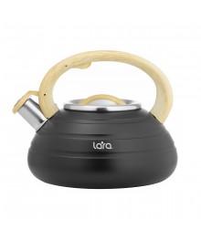 Чайник со свистком LARA LR00-80 Black Sapfir (3л складная ручка, индукц. капс. дно, свисток с кн)