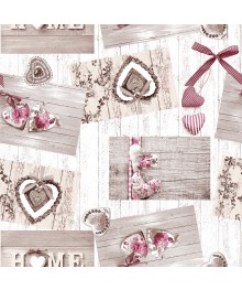 Клеенка GRACE F9022 ткань с пвх покрытием, розовые сердечки и бантики на дереве, 1,37(+-3)х20м