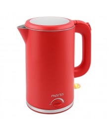 Чайник  MARTA MT-4557 красный коралл (1,7л, терморег, двойн стенки, диск 2,2кВт) 8/упибирске. Чайник двухслойный оптом - Василиса,  Delta, Казбек, Galaxy, Supra, Irit, Магнит. Доставка