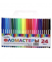 Фломастеры ClipStudio 24 цвета, с цветным вент.колпачком, пластик, в ПВХ пенале