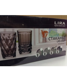 LIRA LRS 002-1 Набор стаканов Коллинзы стекло,цвет:чёрное напыл,объем 350мл,гравировка /6шт./уп.8шткерамики в Новосибирске оптом большой ассортимент. Посуда фарфоровая в Новосибирскедля кухни оптом.
