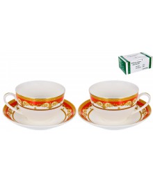 ЭСТЕЛЛА, набор чайный (4) 2 чашки 240мл + 2 блюдца, NEW BONE CHINA, подарочная упаковка 123-16007Чайные наборы оптом с доставкой по России. Купить оптом чайные приборы оптом  с доставкой.