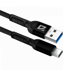 Кабель USB - TYPE C F167,black, 1м, 2,4А,ткань Defender