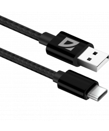 Кабель USB - TYPE C F85, black, 1м, 1,5А,нейлон пакет Defender