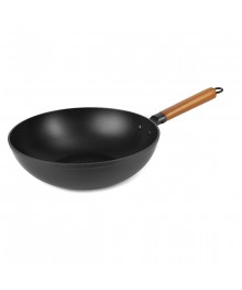 LARA LR01-65-28 Сковорода WOK серия АЗИЯ 28х8,5 см, дерев ручка, индукц дно