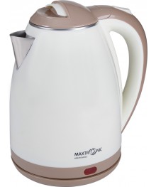 Чайник MAXTRONIC MAX-318A бел-коричн (1,8л, двойн стенки, колба нерж, диск 1,8кВт) 16/упибирске. Чайник двухслойный оптом - Василиса,  Delta, Казбек, Galaxy, Supra, Irit, Магнит. Доставка