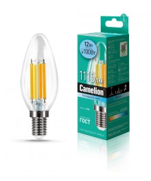 Эл. лампа светодиодная Camelion LED-C35- 12W-FL-/845/E14(Свеча 12Вт 220В, аналог Вт) уп.1/10/100