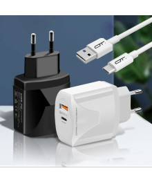 Блок пит USB сетевой  Орбита OT-APU62 Белый с TYPE-C/USB + кабель TYPE-C 1,2м (PD+QC3.0,20Вт)