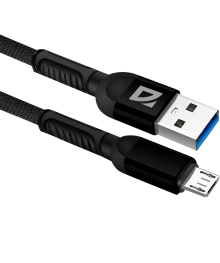 Кабель USB - Micro F167,Blue, 1м, 2,4А,ткань Defender