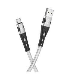 Кабель USB - TYPE C  HOCO U105 Treasure 1.2 метра, 3A, ПВХ, серебристый