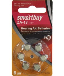 Батарейка для слуховых аппаратов Smartbuy A13-6B (60/3000) (SBZA-A13-6B)