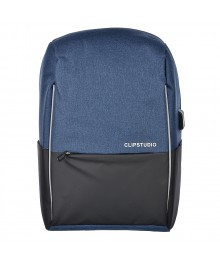 Рюкзак подростковый 45x32x15см, 1 отделение, ПЭ, иск.кожа, спинка с эрг.элем., USB, черный с синим