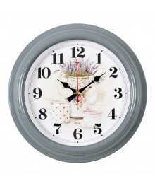 Часы настенные СН 2121 - 003 круг серый Лаванда и чай  (диам 21) (10)астенные часы оптом с доставкой по Дальнему Востоку. Настенные часы оптом со склада в Новосибирске.
