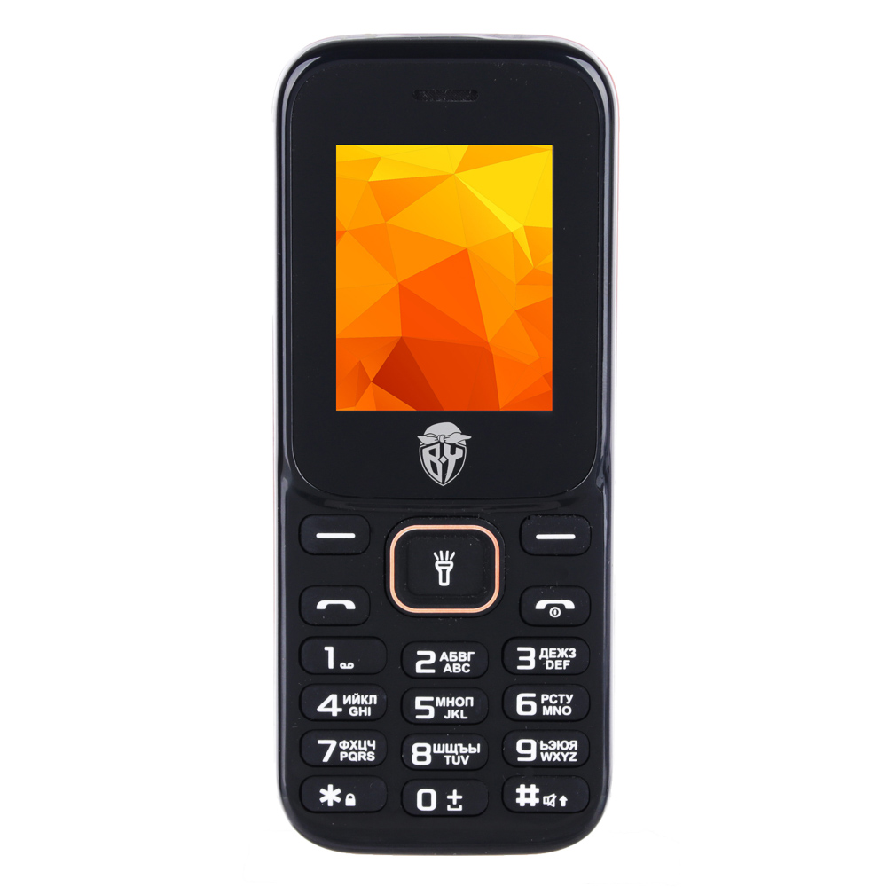 тел.мобильный BY 128-ТМ, черно-оранжевый, 1.77" цв ЖК, 128х160 пикс., 2*SIM, FM, фонарик