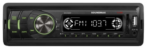 Авто магнитола  Soundmax SM-CCR3050F черный\G (USB/SD/MMC/MP3 4*45Вт 18FM зелёная подсветка)