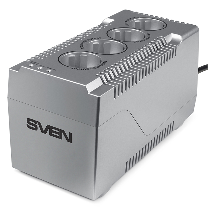 Стабилизатор напряжения SVEN VR-F1000 (320Вт, Входное 185 - 285В, вых 230V, 4 розетки)