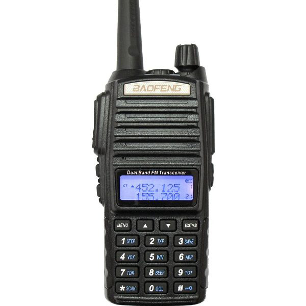 Радиостанция Baofeng UV-82 чёрн (UHF/VHF) 5W до 7 км, 128 каналов, влагозащита IP 54