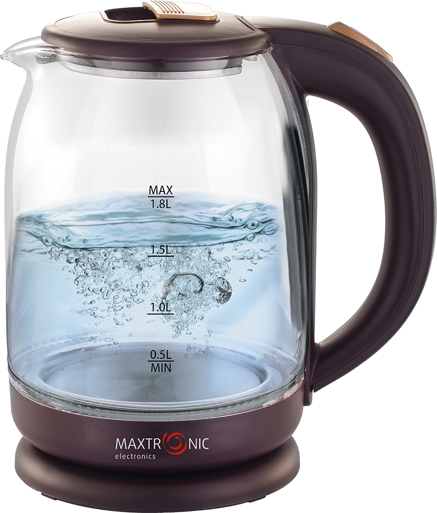 Чайник  MAXTRONIC MAX-401 стекл, коричн, золотист (1,8 кВт, 1,8 л) (12/уп)