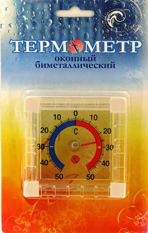 Термометр оконный биметалический квадратный ТББ блистер