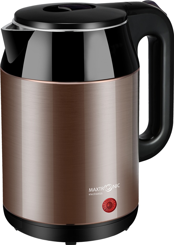 Чайник MAXTRONIC MAX-601 коричн, чёрн (2,2л, двойн стенки, колба нерж, диск 1,8кВт) 16/уп