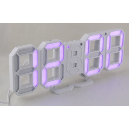 часы настольные VST-883-7 (фиолет цифры) (без блока, питание от USB)