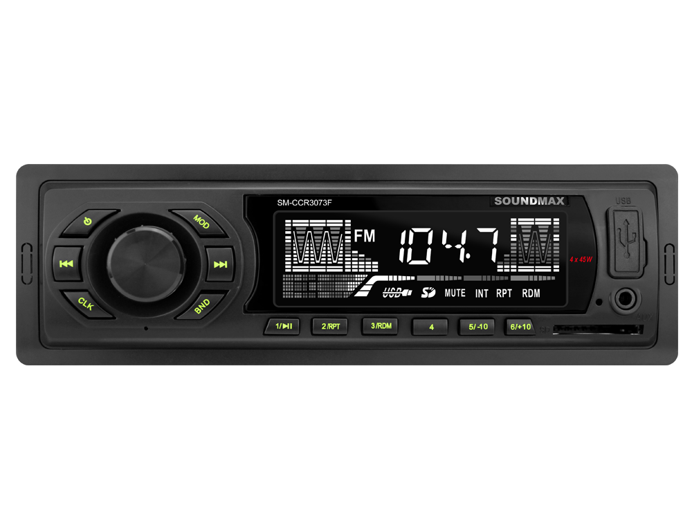 Авто магнитола  Soundmax SM-CCR3073F черный\G  (USB/SD, WMA/MP3 4*40Вт 18FM)