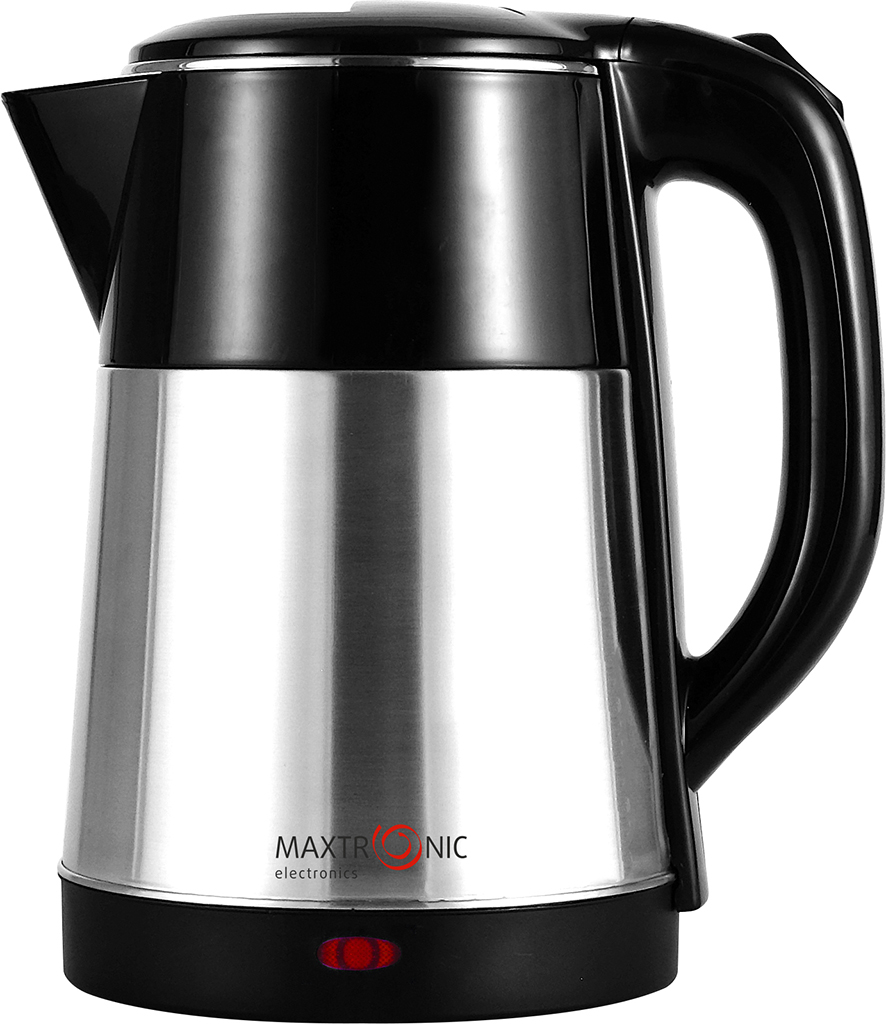 Чайник MAXTRONIC MAX-603 нерж+чёрн (2,2л, двойн стенки, колба нерж, диск 1,8кВт) 16/уп