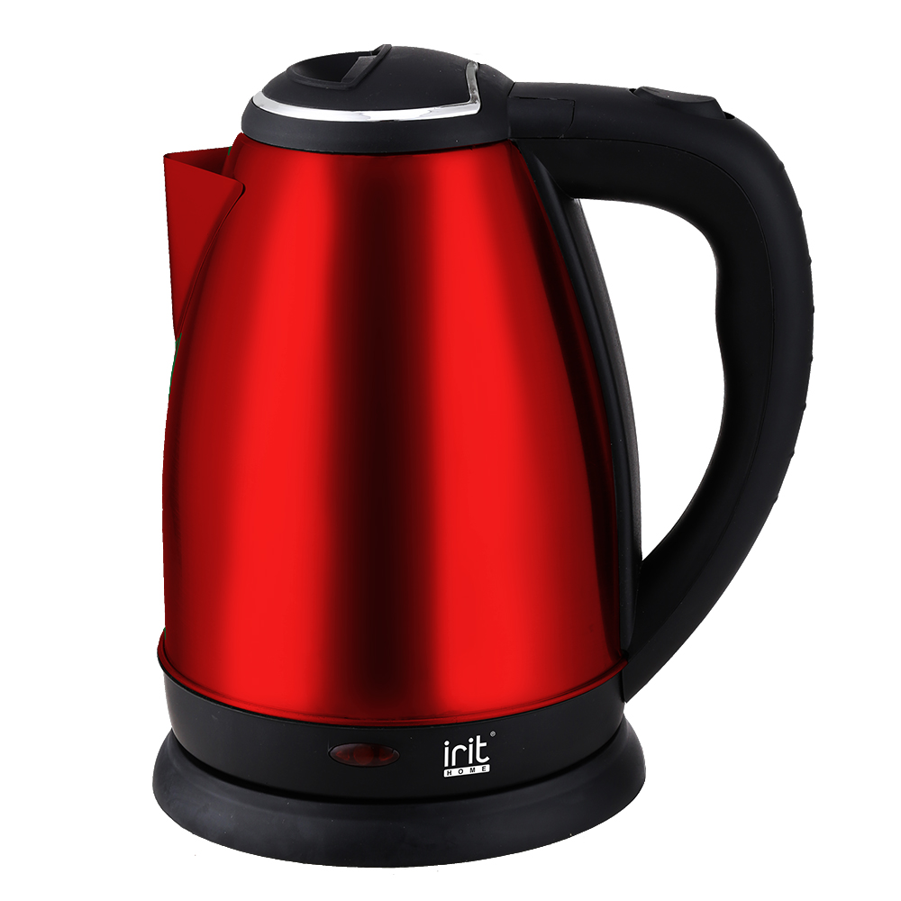 Чайник IRIT IR-1343  нерж красный (2л, 1,5кВт, дисковый, вращение) 12 шт/уп