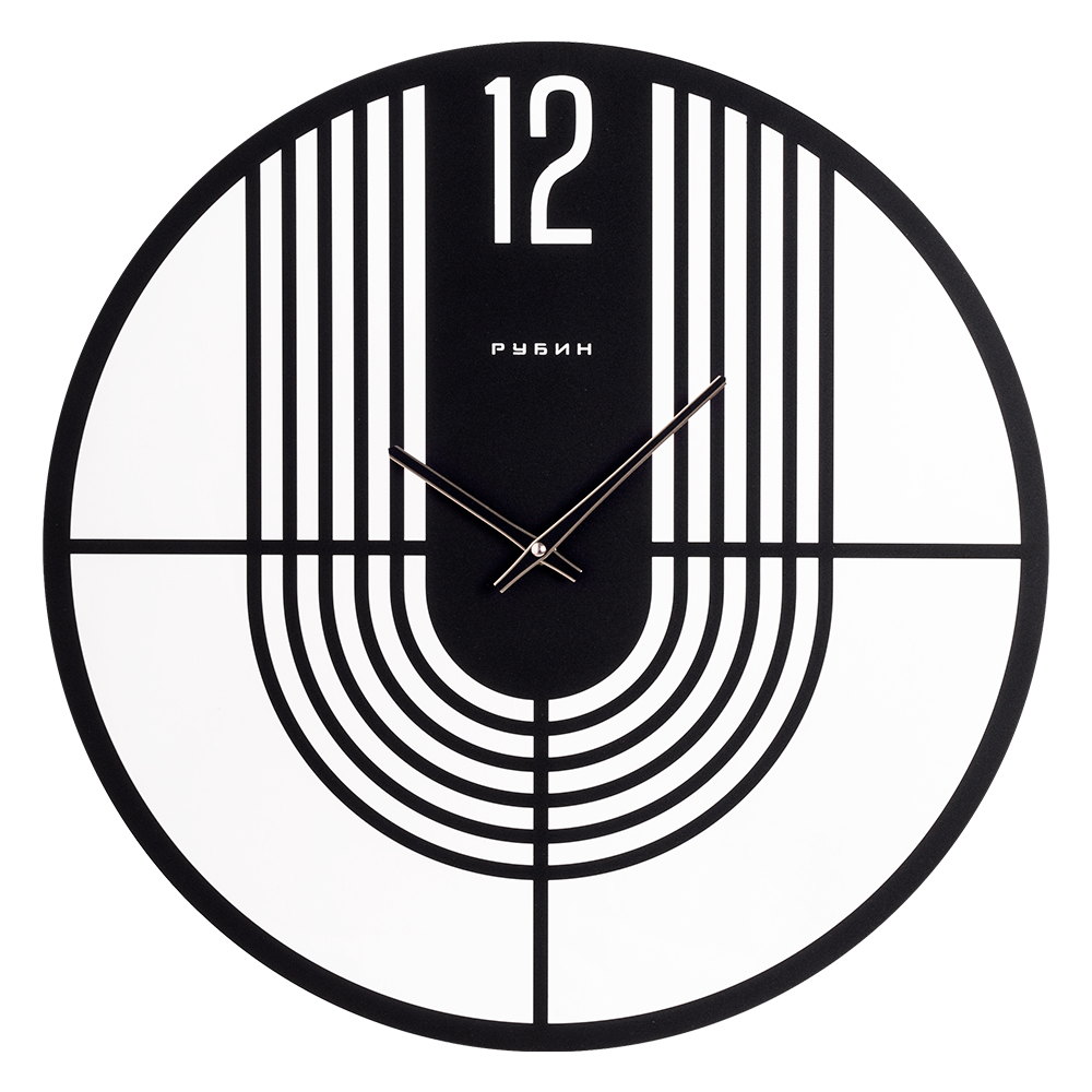 Часы настенные СН 5006 - 002 из металла, d=50 см, открытая стрелка, черный матовый "Мишень" (5)
