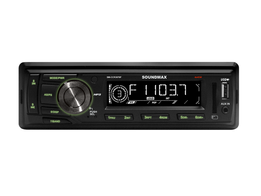 Авто магнитола  Soundmax SM-CCR3076F черный\G  (USB/SD, WMA/MP3 4*40Вт 18FM)