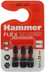Бита Hammer Flex 203-167  PH-2 25мм, 3шт.