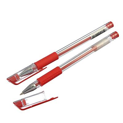 Ручка гелевая красная, с резиновым держателем, 14,9 см, наконечник 0,5мм 50шт/уп