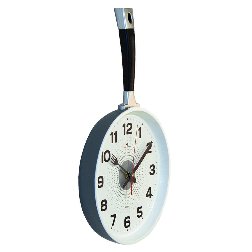 Часы настенные СН 2543 - 002 сковорода 25х43см, корпус серый с белым (10)