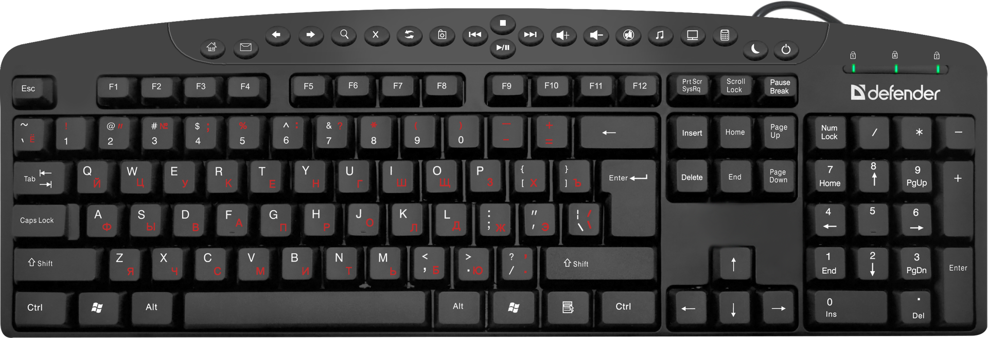 Клавиатура DEFENDER Atlas HB-450 RU (black),USB мультимедия 124кн.