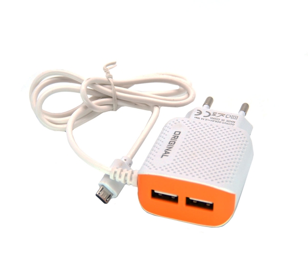 Блок пит USB сетевой  Орбита OT-APU22 (BS-2085) (+ кабель microUSB, 5B, 2100mA, 1м)