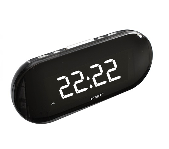 часы настольные VST-717-6 белые цифры (без блока, питание от USB)