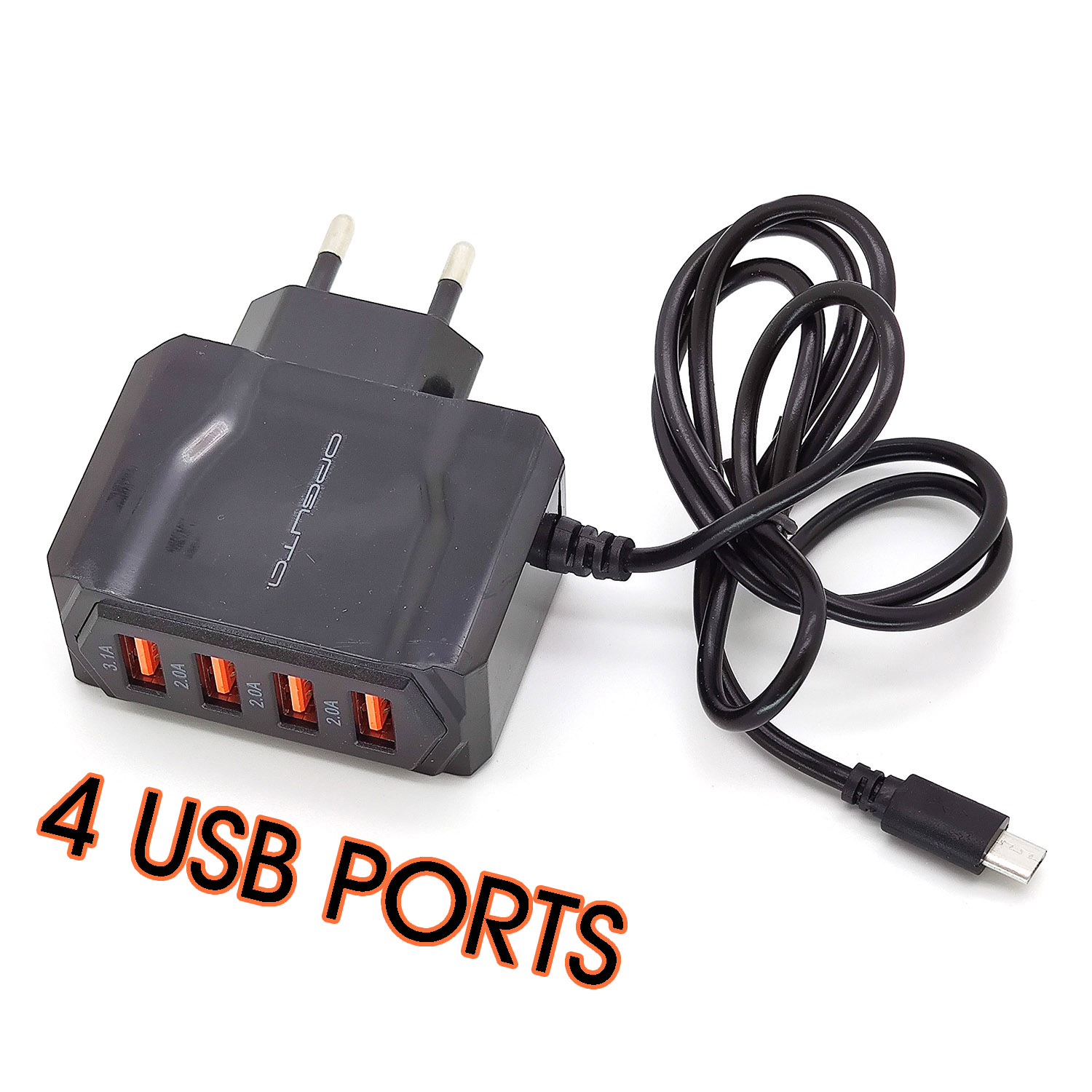 Блок пит USB сетевой  Орбита OT-APU49 чёрный кабель Micro USB (4*USB, 5В, 2,4A, 80см)